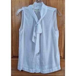 Cloth & Stone Sleeveless Tie Neck Blouse Women's XS Anthropologie White Corpcore